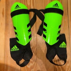 Adidas Black and Neon Green Shin Guards